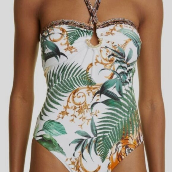 NWT Camilla Luxury “Tiger Trap” Bandeau One Piece- S L(10-12)